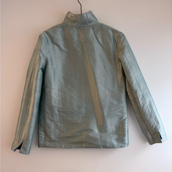 Vintage raw silk reversible formal jacket - ultramarine & ice blue - Picture 6 of 8